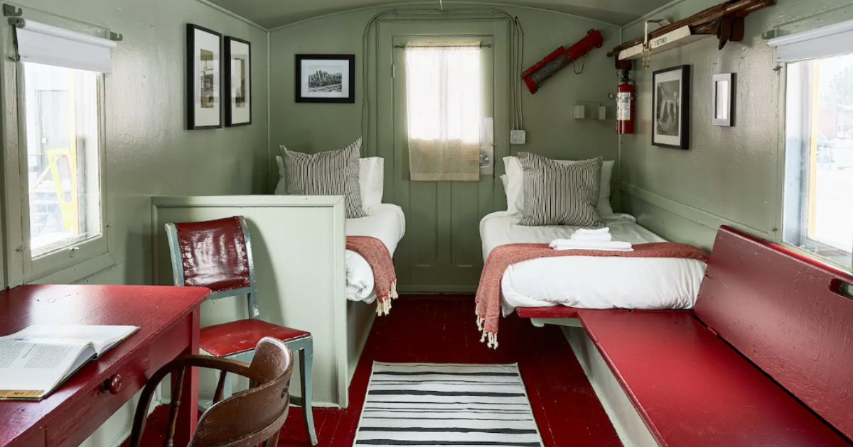 two beds in a caboose